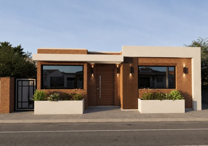 Render de fachada de vivienda nueva